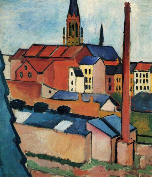 St. Mary's with Houses and Chimney (Bonn), August Macke
